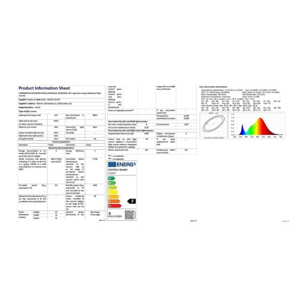 LED Leuchtmittel GX53 "XH 25" warmweiß 3W, 290lm, Ø75x25mm, 120°, 3000k