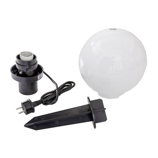 Garten-Kugelleuchte CT-GL20cm – Ø 20 cm, E27, IP44, mit Erdspieß & 1,5 m Kabel