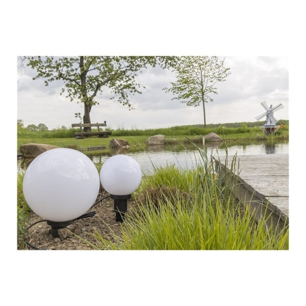 Garten-Kugelleuchte CT-GL20cm – Ø 20 cm, E27, IP44, mit Erdspieß & 1,5 m Kabel