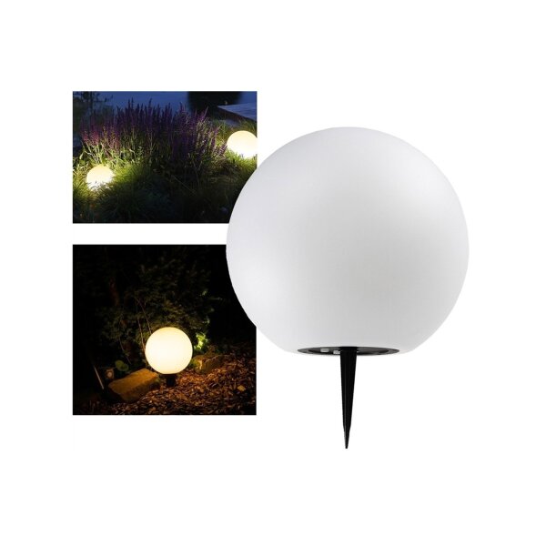 LED Solar Kugelleuchte SK25 W – Ø 25?cm, IP44, warmweiß, 3000?K, Gartenleuchte mit Dämmerungssensor