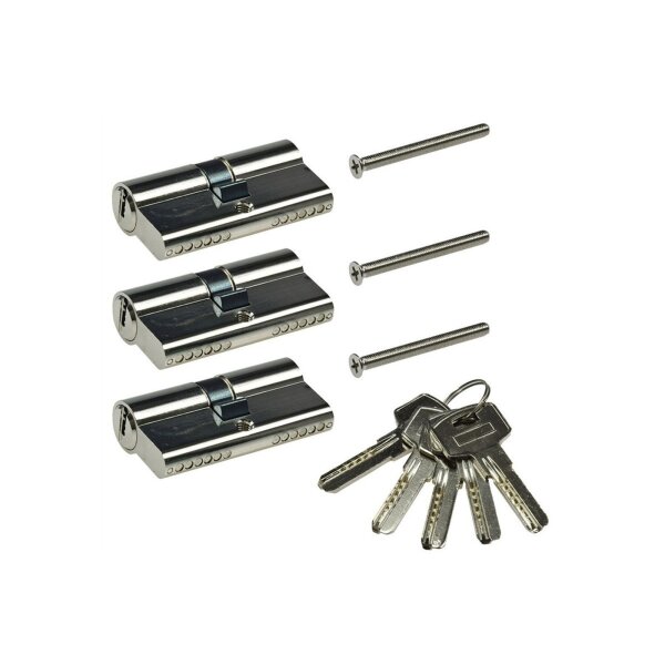 Schließzylinder-Set 3x 60mm (30+30mm) 5 Schlüssel, Not- & Gefahrenfunktion