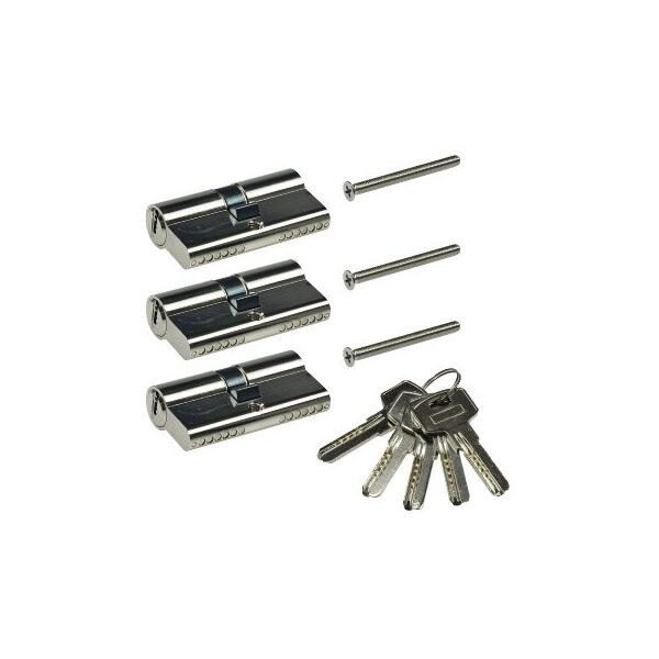 Schließzylinder-Set 3x 60mm (30+30mm) 5 Schlüssel, Not- & Gefahrenfunktion