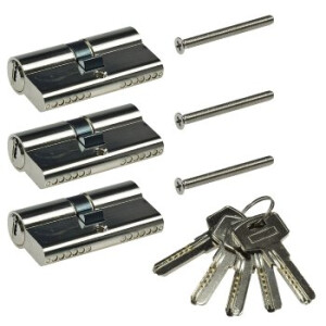 Schließzylinder-Set 3x 60mm (30+30mm) 5 Schlüssel, Not- & Gefahrenfunktion