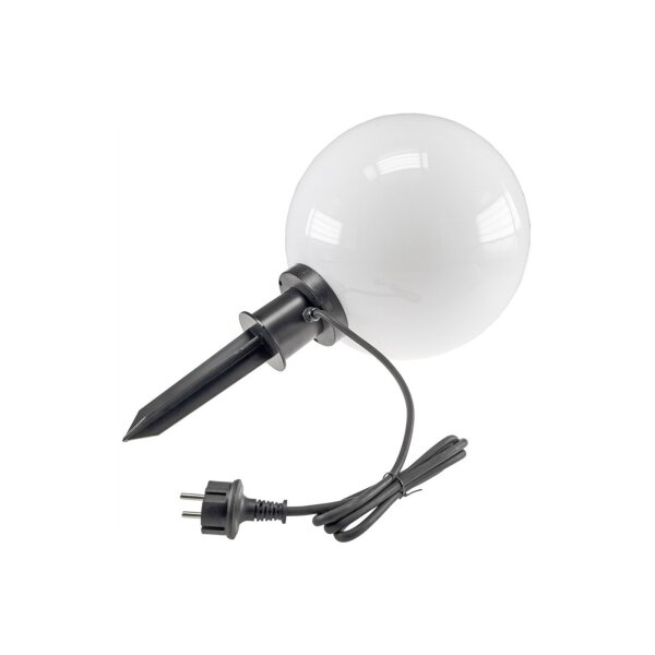 Gartenkugelleuchte 30?cm Ø weiß – E27, IP44, mit Erdspieß & Kabel