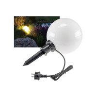 Gartenkugelleuchte 30?cm Ø weiß – E27, IP44, mit Erdspieß & Kabel
