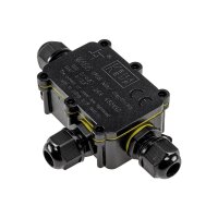 Abzweigdose IP66 Wasserdicht 3-fach Kabelverbinder Box für Aussen Verbindungsdose Erdkabel Schwarz elektrischer Außen-Verteilerdose