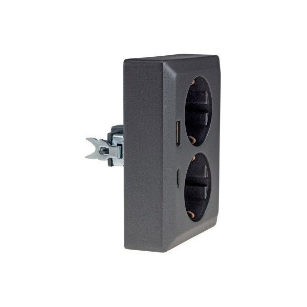 MILOS Schutzkontakt-Steckdose 2-fach 250V~/ 16A, 1x UP, USB A+C/PD, anthrazit