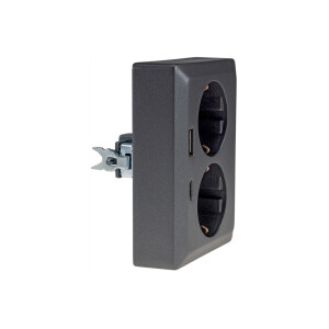 MILOS Schutzkontakt-Steckdose 2-fach 250V~/ 16A, 1x UP, USB A+C/PD, anthrazit
