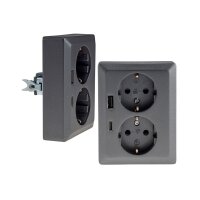 MILOS Schutzkontakt-Steckdose 2-fach 250V~/ 16A, 1x UP, USB A+C/PD, anthrazit