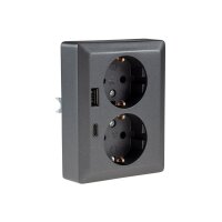 MILOS Schutzkontakt-Steckdose 2-fach 250V~/ 16A, 1x UP, USB A+C/PD, anthrazit