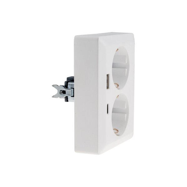 MILOS Schutzkontakt-Steckdose 2-fach 250V~/ 16A, 1x UP, USB A+C/PD, weiß matt