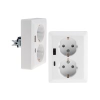 MILOS Schutzkontakt-Steckdose 2-fach 250V~/ 16A, 1x UP, USB A+C/PD, weiß matt