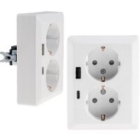 MILOS Schutzkontakt-Steckdose 2-fach 250V~/ 16A, 1x UP, USB A+C/PD, weiß matt