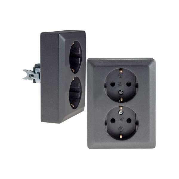 MILOS Schutzkontakt-Steckdose 2-fach 250V~/ 16A, 1x UP, anthrazit