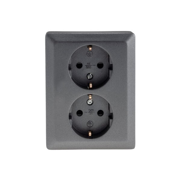 MILOS Schutzkontakt-Steckdose 2-fach 250V~/ 16A, 1x UP, anthrazit