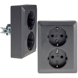 MILOS Schutzkontakt-Steckdose 2-fach 250V~/ 16A, 1x UP, anthrazit