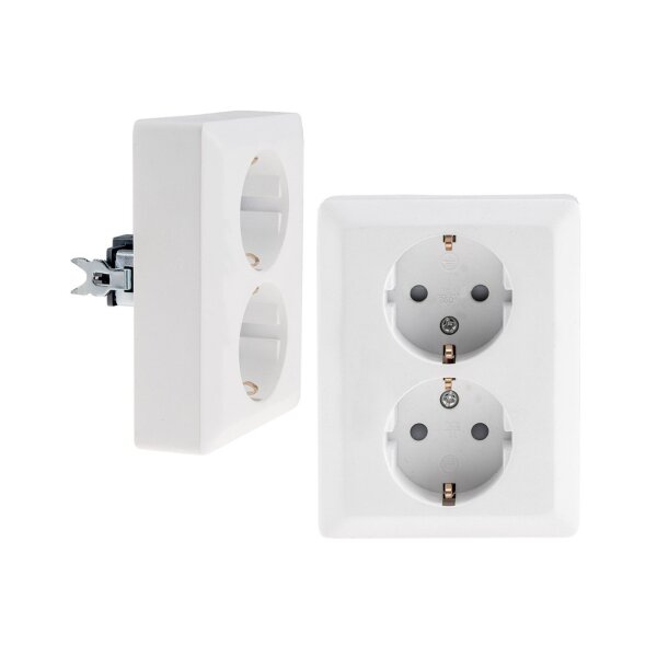 MILOS Schutzkontakt-Steckdose 2-fach 250V~/ 16A, 1x UP, weiß matt