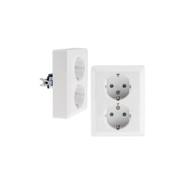 MILOS Schutzkontakt-Steckdose 2-fach 250V~/ 16A, 1x UP, weiß matt