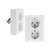 MILOS Schutzkontakt-Steckdose 2-fach 250V~/ 16A, 1x UP, weiß matt
