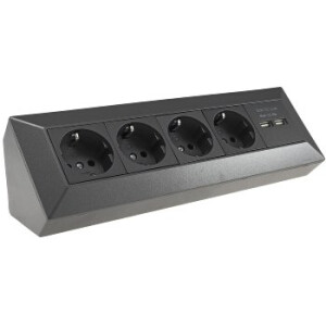 4-fach Ecksteckdose  mit 2x USB 4X Steckdosen I 90° Winkel I 230V Anthrazit