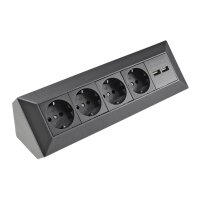 4-fach Ecksteckdose  mit 2x USB 4X Steckdosen I 90° Winkel I 230V Anthrazit