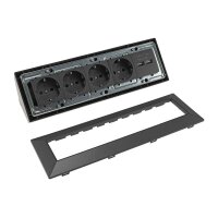 4-fach Ecksteckdose  mit 2x USB 4X Steckdosen I 90° Winkel I 230V Anthrazit