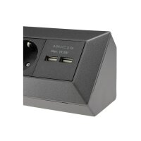 4-fach Ecksteckdose  mit 2x USB 4X Steckdosen I 90° Winkel I 230V Anthrazit