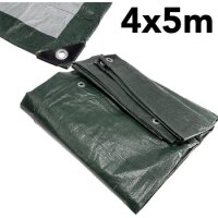 Allzweck Gewebeplane mit Ösen 4x5m reißfest, 120g/m², dunkelgrün