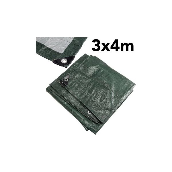 Allzweck Gewebeplane mit Ösen 3x4m reißfest, 120g/m², dunkelgrün