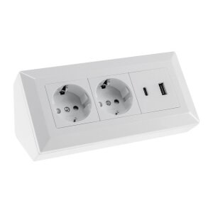 2-fach Steckdosenblock, USB-A+C, weiß 250V~/ 16A,...