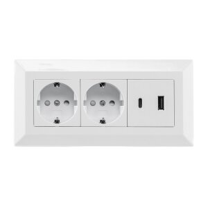 2-fach Steckdosenblock, USB-A+C, weiß 250V~/ 16A,...