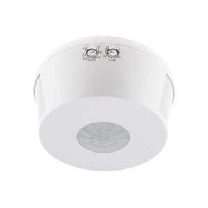 Bewegungsmelder Aufputz Decke 3 Sensoren 360° 15Meter Reichweite Ø 100x50mm PIR Sensor für Rundum Detektion Weiß