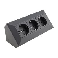 ChiliTec 3-fach Steckdosenblock Eck-Steckdose I 90° Winkel I 230V Aufbau & Eck-Montage für Arbeitsplatte Küche Werkstatt I Anthrazit
