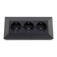 ChiliTec 3-fach Steckdosenblock Eck-Steckdose I 90° Winkel I 230V Aufbau & Eck-Montage für Arbeitsplatte Küche Werkstatt I Anthrazit