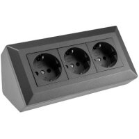 ChiliTec 3-fach Steckdosenblock Eck-Steckdose I 90° Winkel I 230V Aufbau & Eck-Montage für Arbeitsplatte Küche Werkstatt I Anthrazit