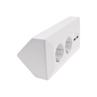 2-fach Steckdosenblock + 2x USB, weiß 250V~/ 16A, Aufbaumontage, USB 3,1A