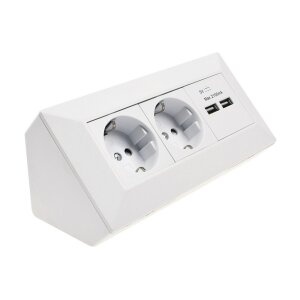 ChiliTec Steckdosenblock Unterbausteckdose 2-fach + 2x USB 250V Aufputzsteckdose für Küche Büro Werkstatt Matt Weiß