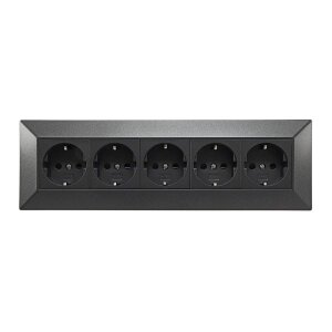 5-Fach Eck-Steckdose Küchensteckdose 230V 90° Winkel für Eck Montage Aufbau-Steckdose für Küche Werkstatt Grau Anthrazit