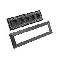 5-Fach Eck-Steckdose Küchensteckdose 230V 90° Winkel für Eck Montage Aufbau-Steckdose für Küche Werkstatt Grau Anthrazit