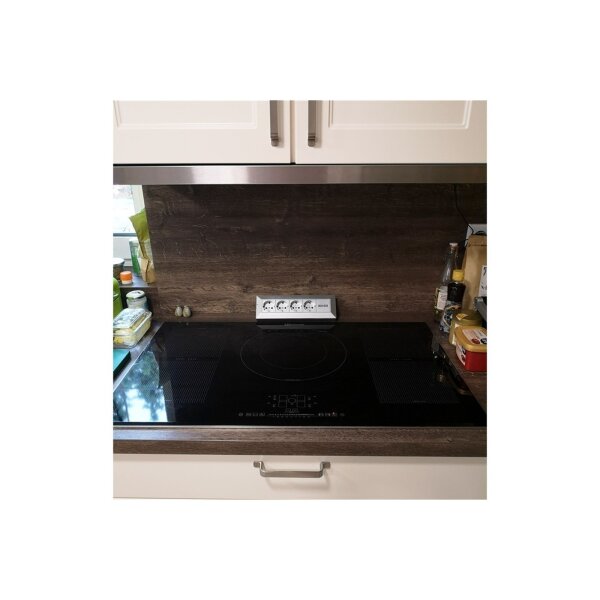 ChiliTec Ecksteckdose Küchensteckdose mit USB Doppelsteckdose 4x Steckdosen 2x USB I 90° Winkel I 230V Aufbau & Eck-Montage für Arbeitsplatte Küche I Silber Grau