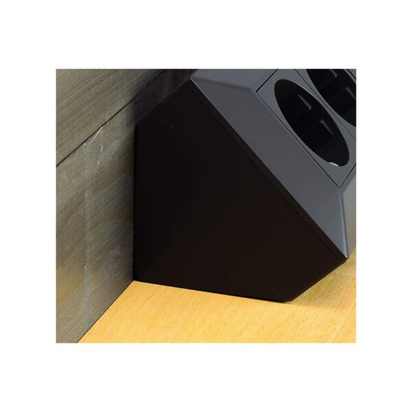 ChiliTec Steckdosenblock 3-fach 230V 45° Winkel Eck Aufputz-Steckdose für Küche Arbeitsplatte Werkstatt Schwarz