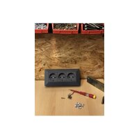 ChiliTec Steckdosenblock 3-fach 230V 45° Winkel Eck Aufputz-Steckdose für Küche Arbeitsplatte Werkstatt Schwarz