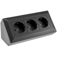 ChiliTec Steckdosenblock 3-fach 230V 45° Winkel Eck Aufputz-Steckdose für Küche Arbeitsplatte Werkstatt Schwarz
