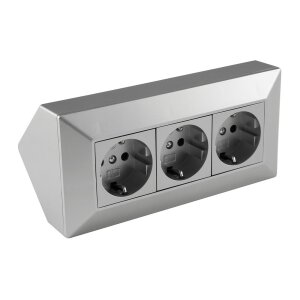 ChiliTec Steckdosenblock 3-fach Eck-Steckdose 230V / 16A...