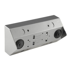 ChiliTec Steckdosenblock 3-fach Eck-Steckdose 230V / 16A Aufbau Unterbau Steckdosenleiste Küche Werkstatt Silber Grau