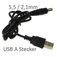 Anschlusskabel USB auf Hohlstecker, 1m USB A auf 5,5 / 2,1mm