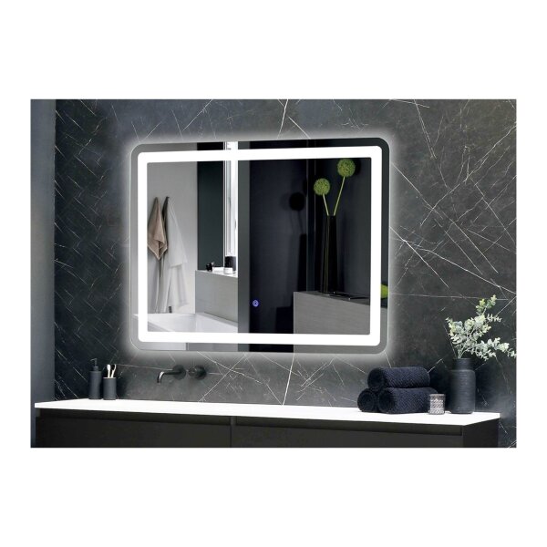 LED Spiegel "Espelho Q70" 70x50cm 230V, 23W, 1750lm, 4000K, Touchschalter