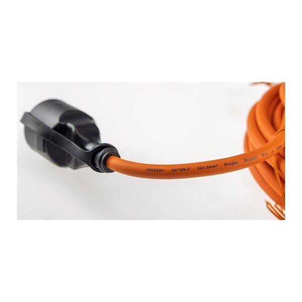 Verlängerungskabel 15m, IP44, Orange H07RN-F 3G1,5 , Stecker / Kupplung
