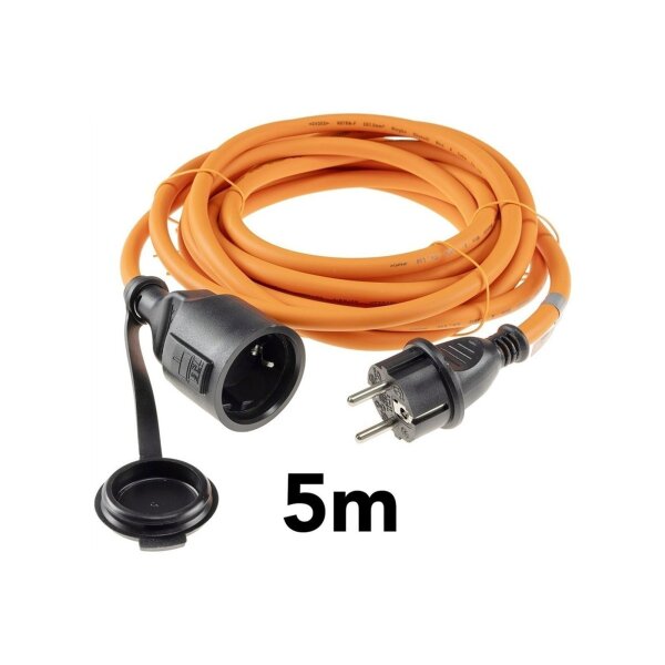 Verlängerungskabel 5m, IP44, Orange H07RN-F 3G1,5 , Stecker / Kupplung
