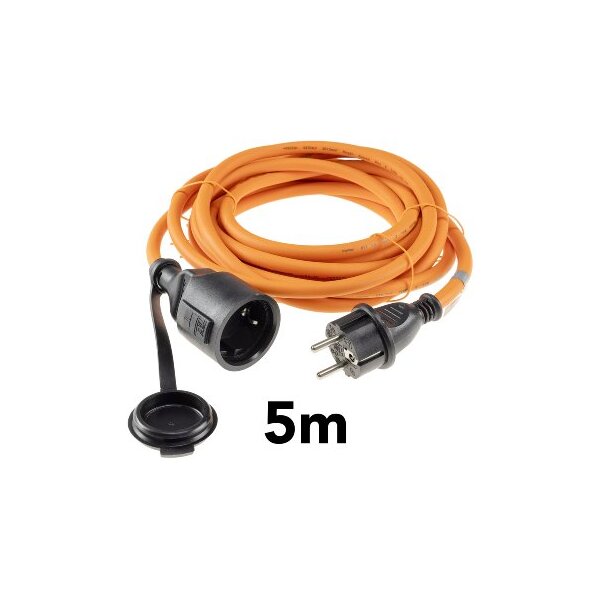 Verlängerungskabel 5m, IP44, Orange H07RN-F 3G1,5 , Stecker / Kupplung